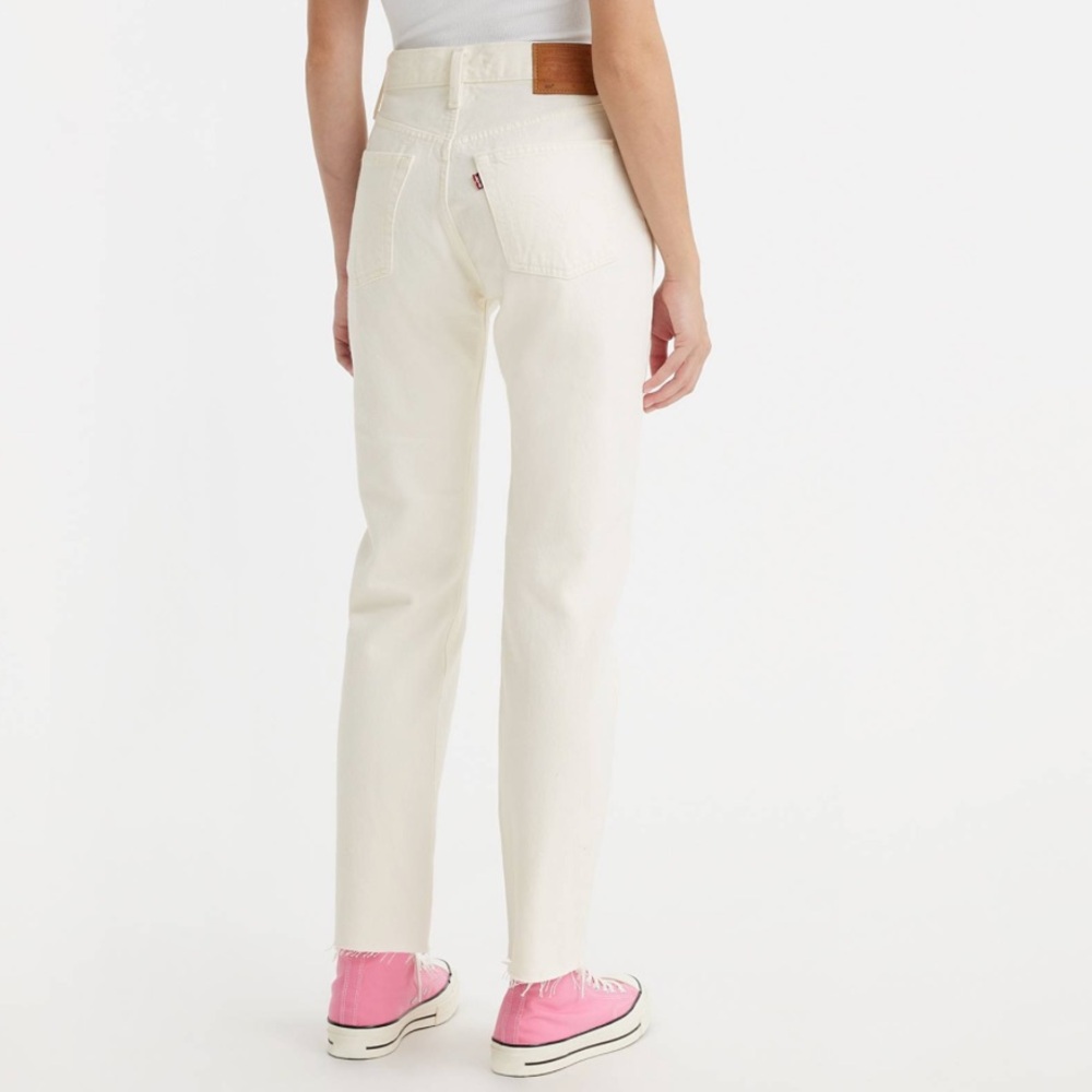 Levi's Premium 501 Women's Off-White Distressed Straight Leg Jeans